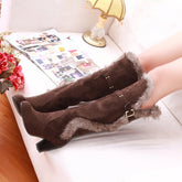 Fur Collar Metal Buckle Cotton Boots